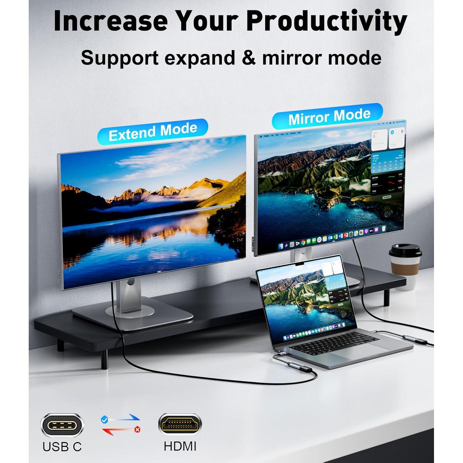 Adaptador USB C a HDMI 2.1 THANDBLE 8K 60Hz Plug and Play