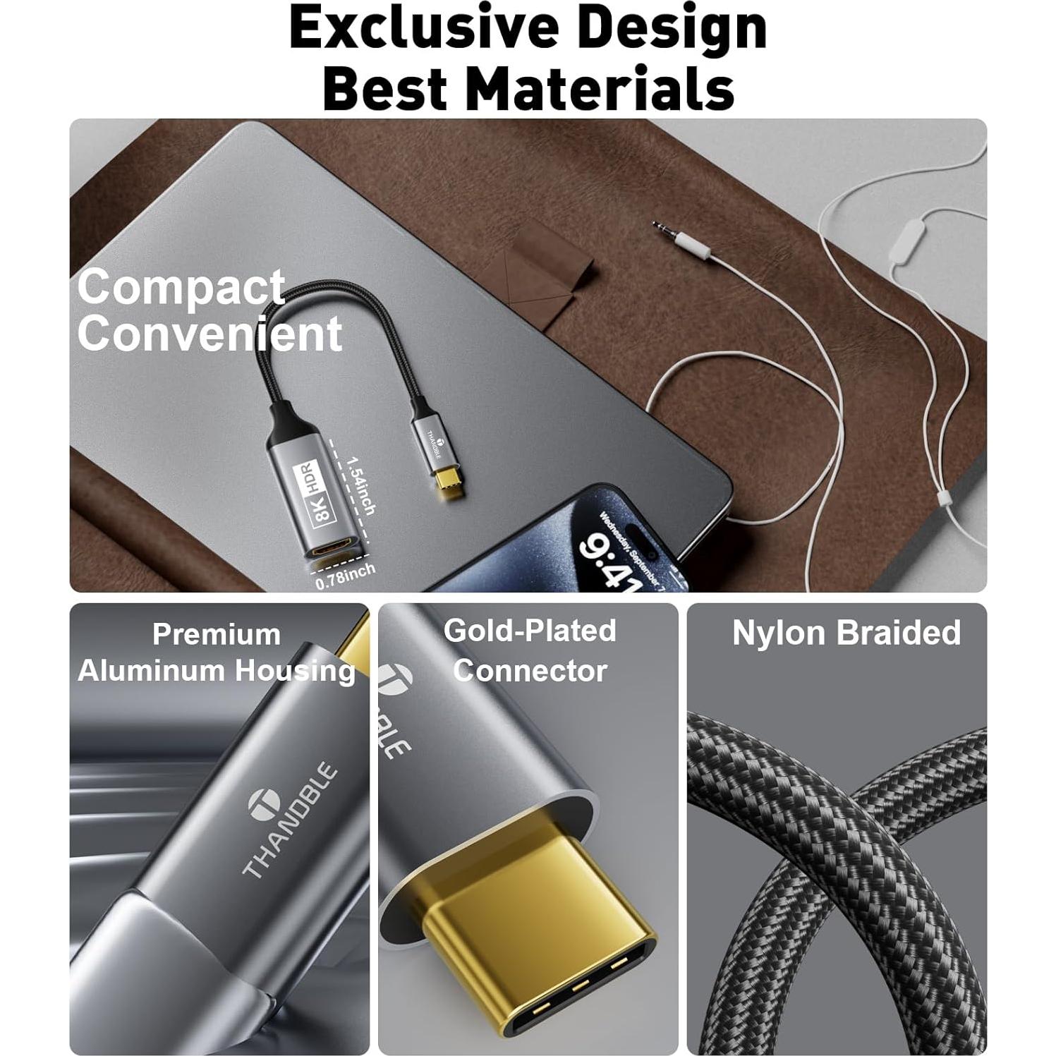 Adaptador USB C a HDMI 2.1 THANDBLE 8K 60Hz Plug and Play