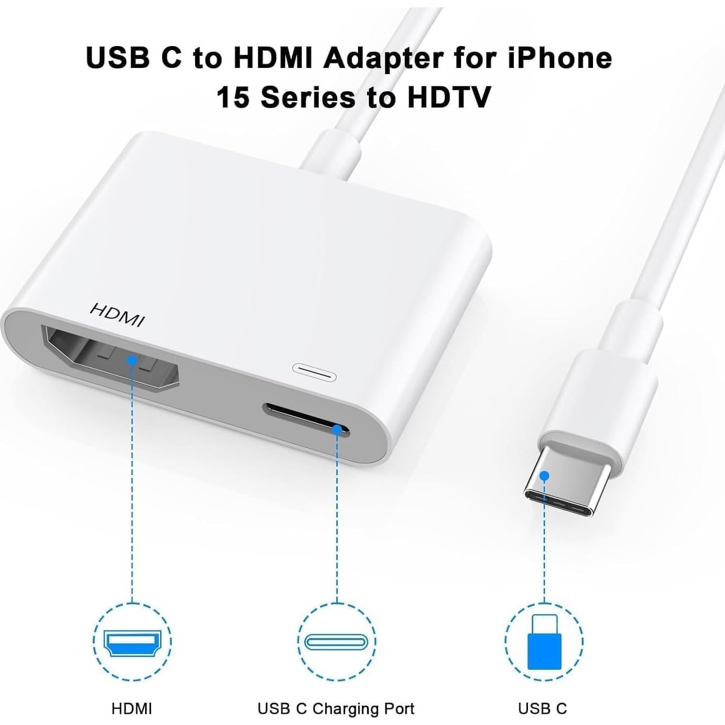 Adaptador USB C a HDMI Belcompany 4K 60Hz para iPhone 16/15