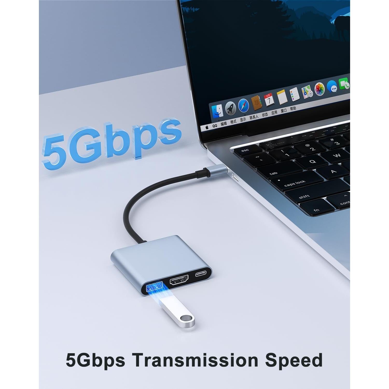 Adaptador USB-C a HDMI Gmeaou para iPhone 15, 4K 30Hz