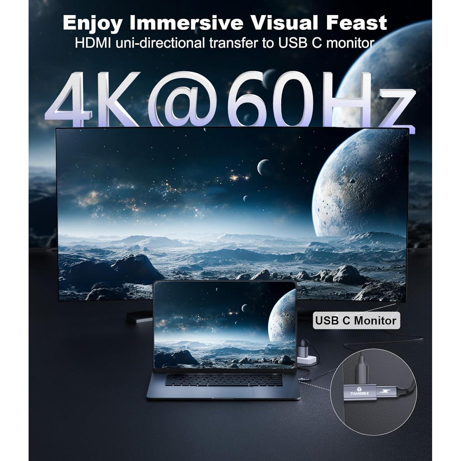 Adaptador HDMI a USB-C 4K 60Hz THANDBLE - Unidireccional