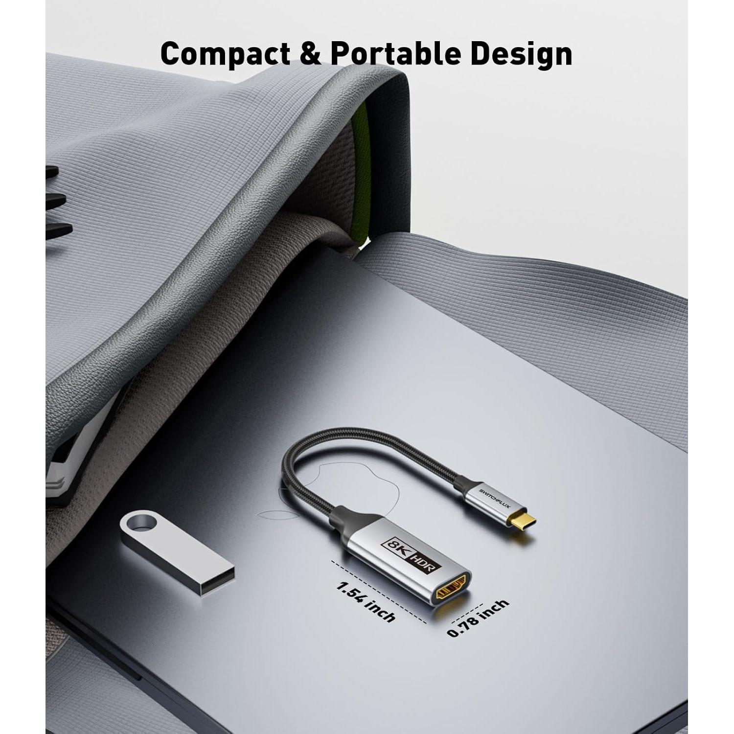 Adaptador USB-C a HDMI 2.1 SWITCHFLUX 8K 60Hz Alta Velocidad