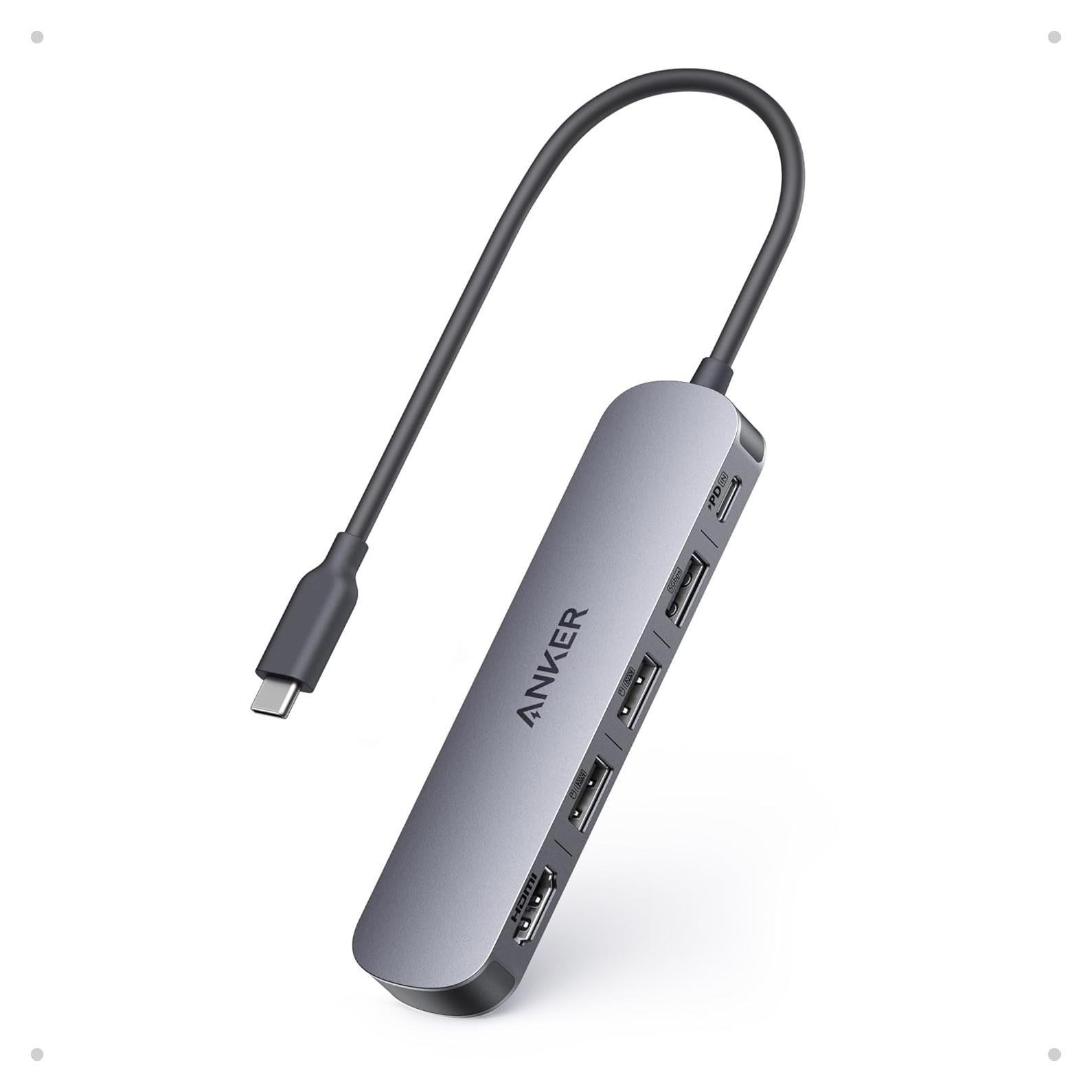 Hub USB-C Anker 5-en-1 HDMI 4K, Carga 90W, Compacto