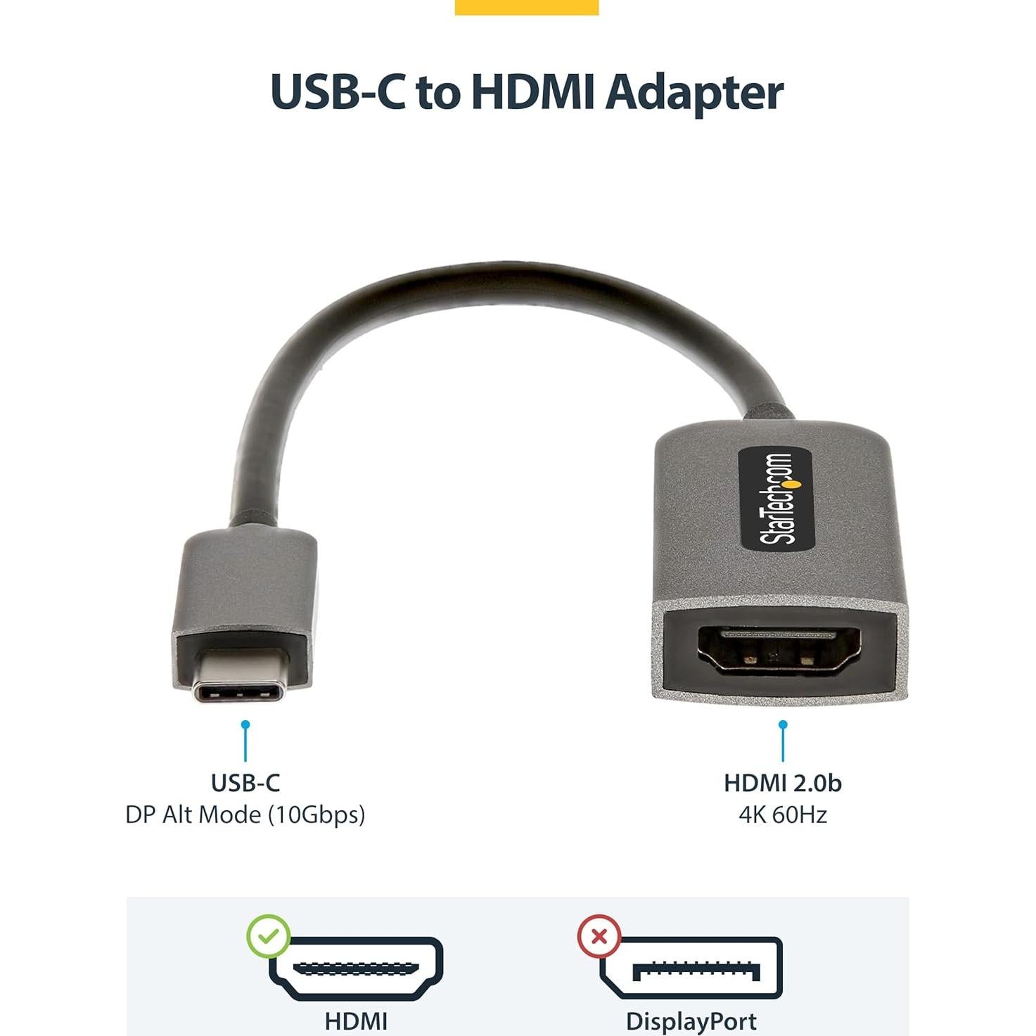 Adaptador USB-C a HDMI StarTech 4K 60Hz HDR10 Compacto