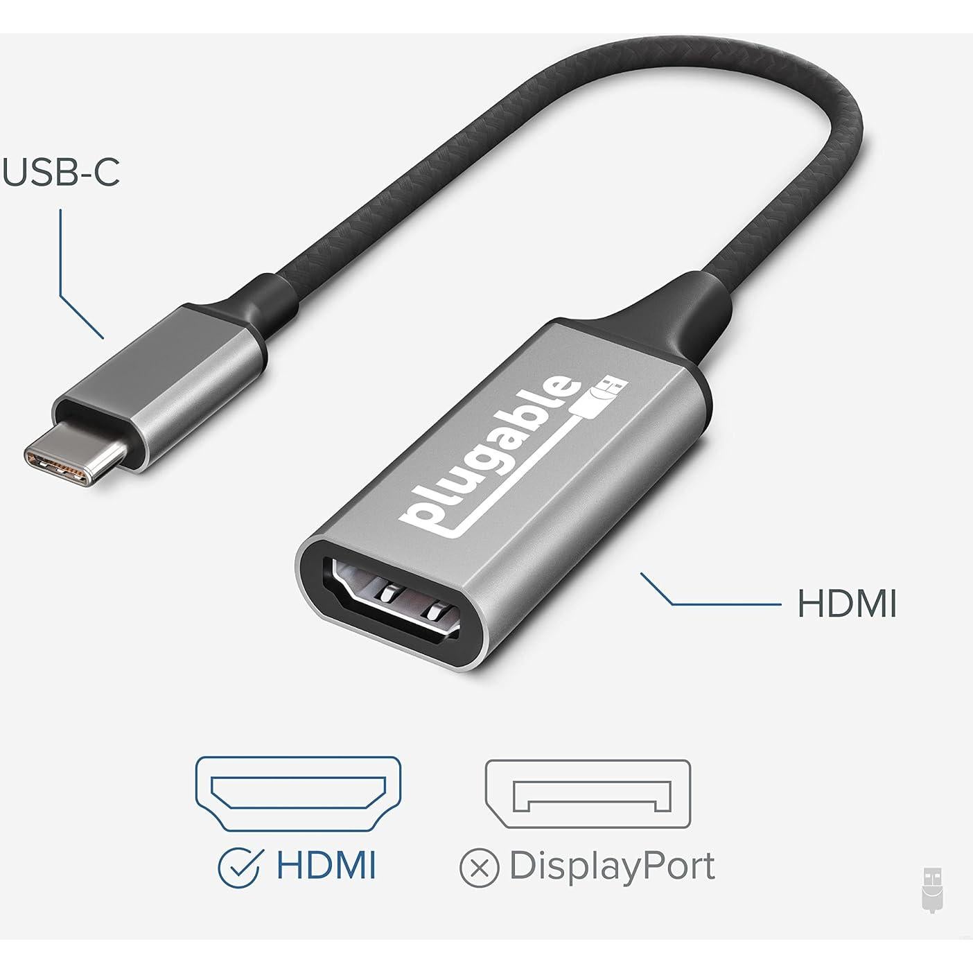 Adaptador USB-C a HDMI 4K Plugable USBC-HDMI 60Hz