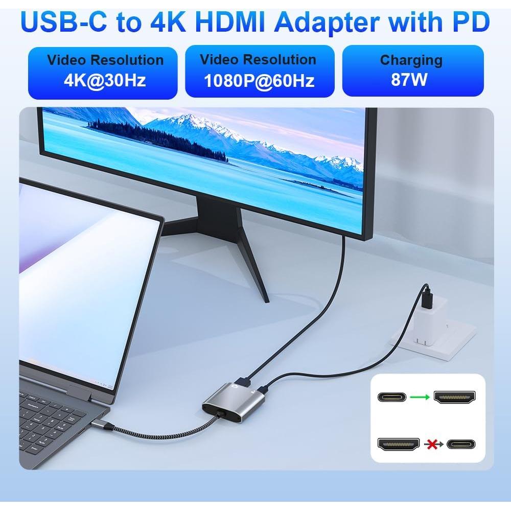 Adaptador USB C a HDMI 4K AUKOKIOULA - Compatible iPhone 15/16
