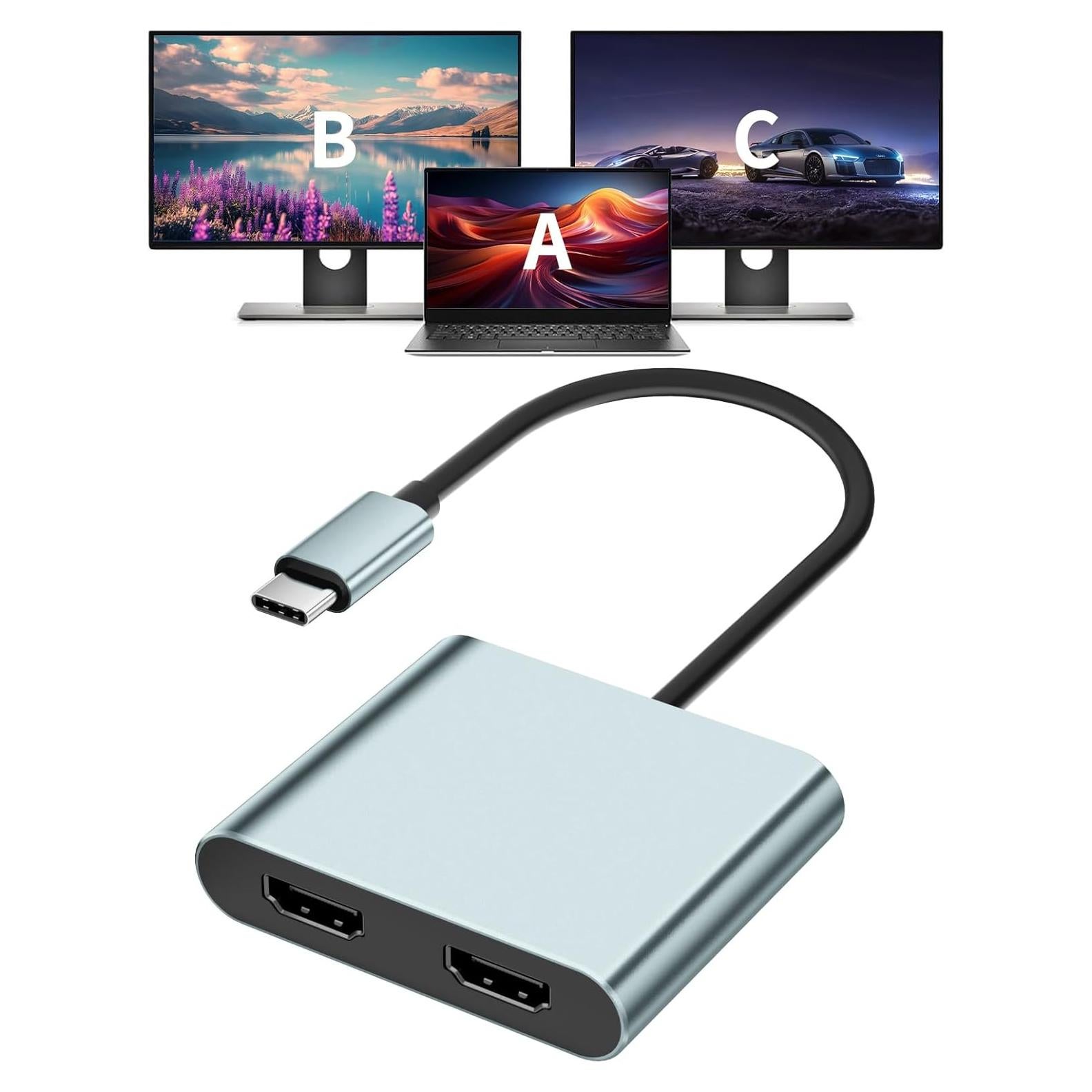 Adaptador USB C a Doble HDMI Aplimln 4K@60Hz para Laptop