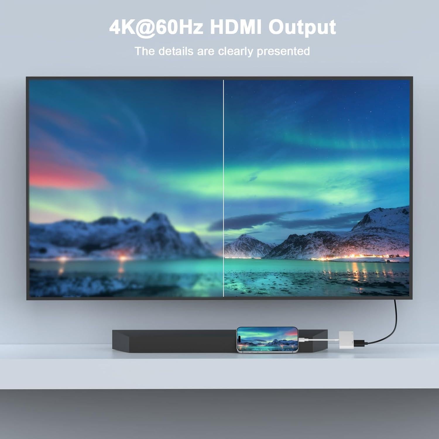 Adaptador USB-C a HDMI 4K 60Hz Apple MFi para iPhone 16/15