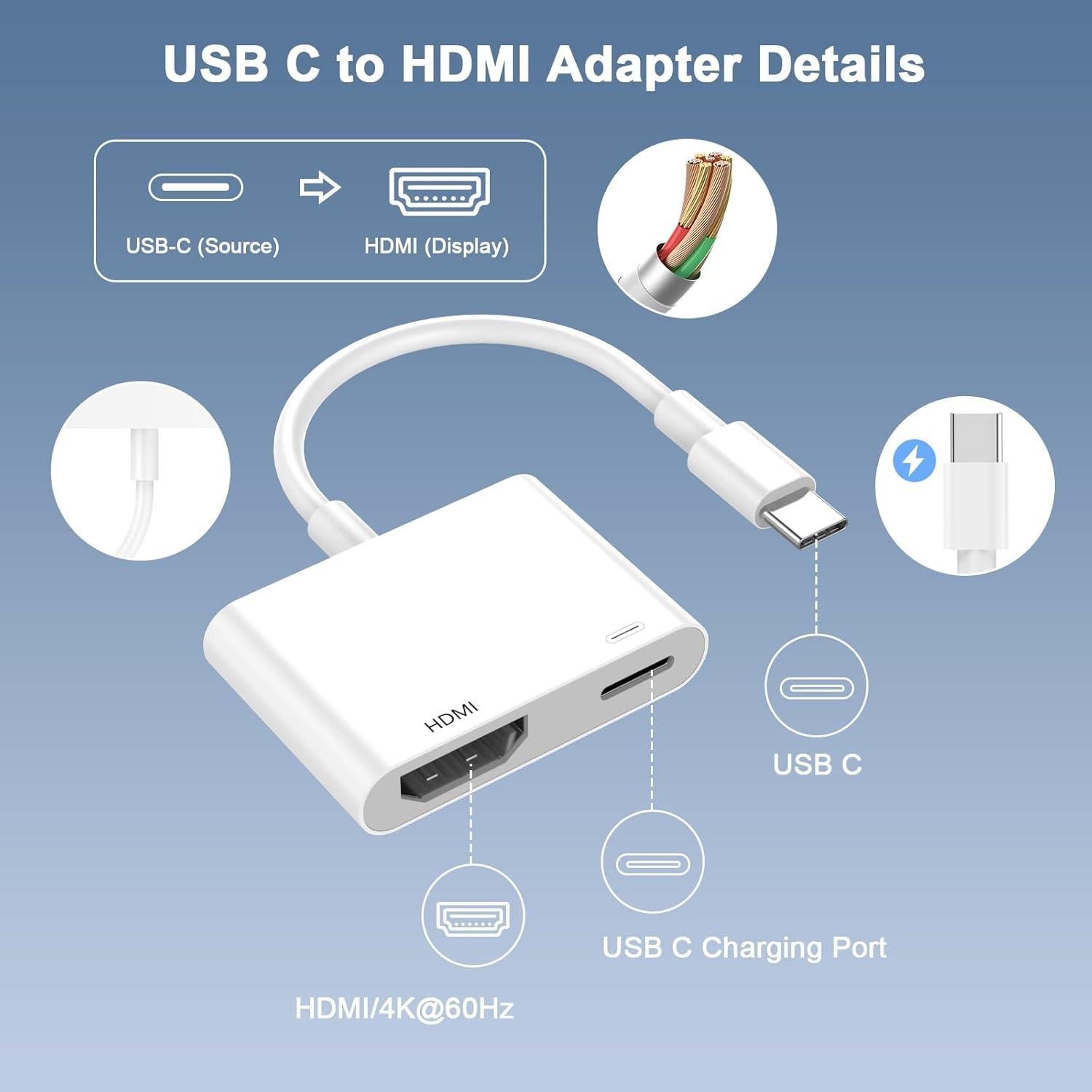 Adaptador USB-C a HDMI 4K 60Hz Apple MFi para iPhone 16/15