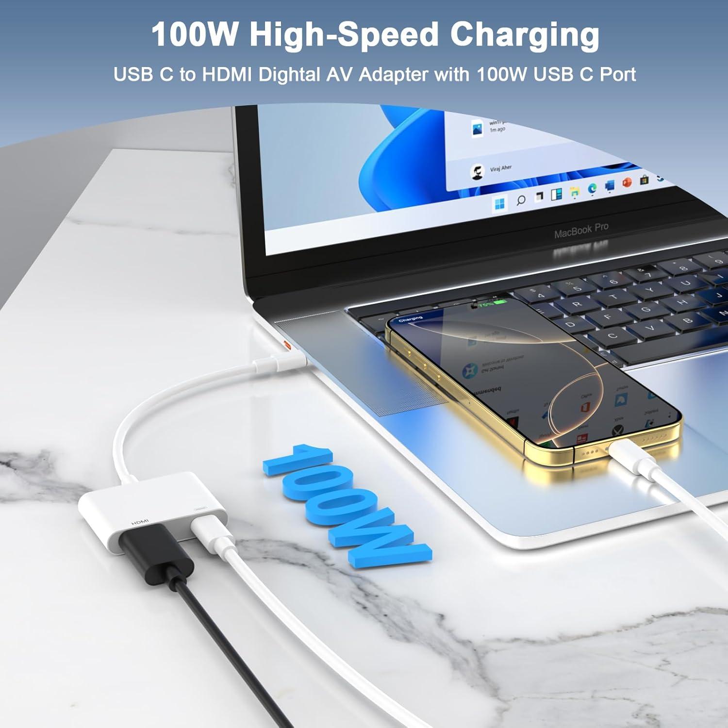 Adaptador USB-C a HDMI 4K 60Hz Apple MFi para iPhone 16/15