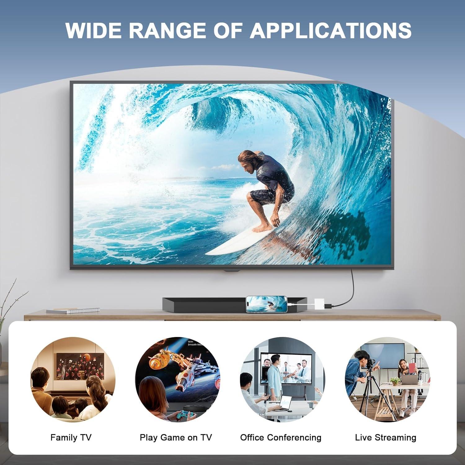 Adaptador USB-C a HDMI 4K 60Hz Apple MFi para iPhone 16/15