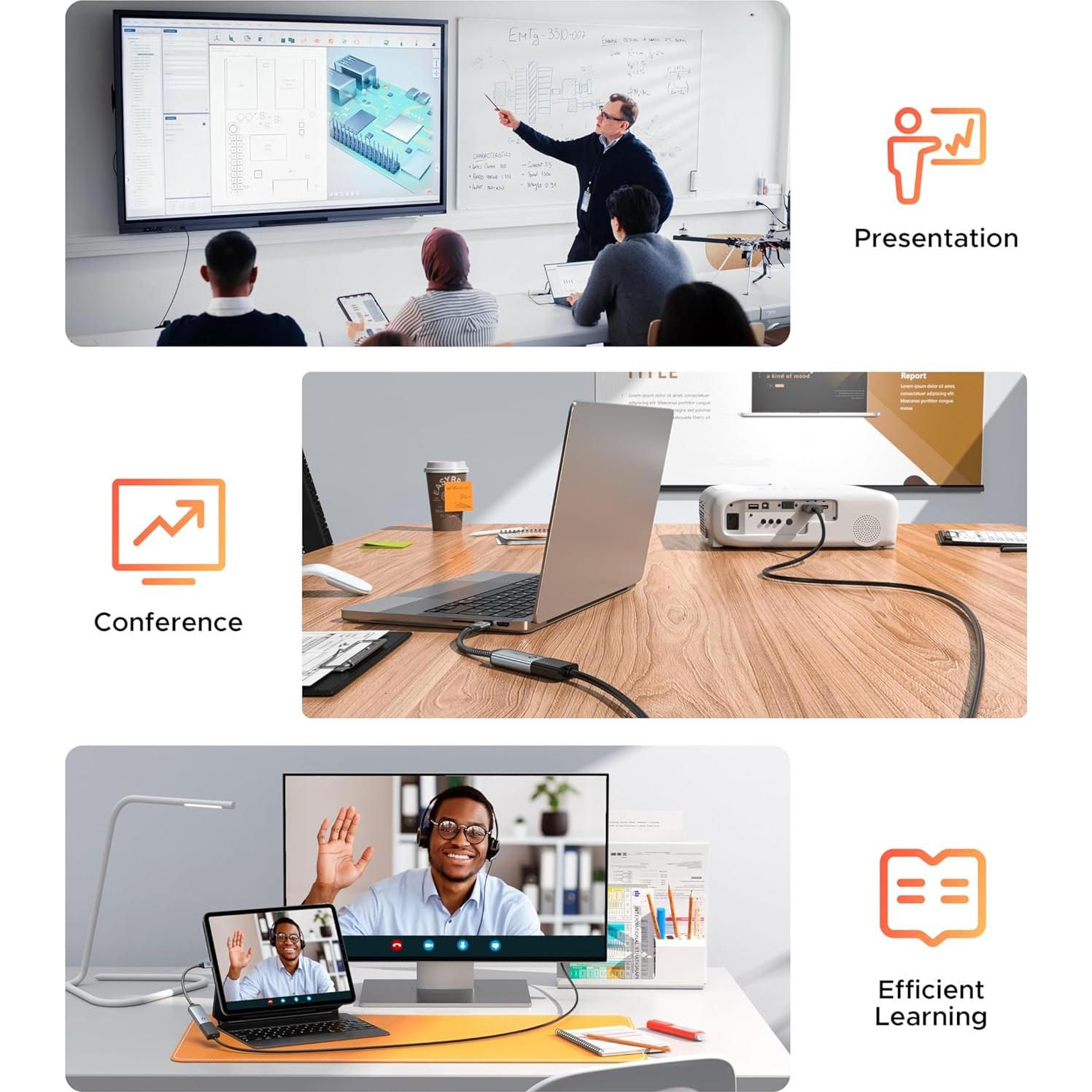 Adaptador USB C a HDMI 4K WARRKY, 30g, 11.8x8.9cm