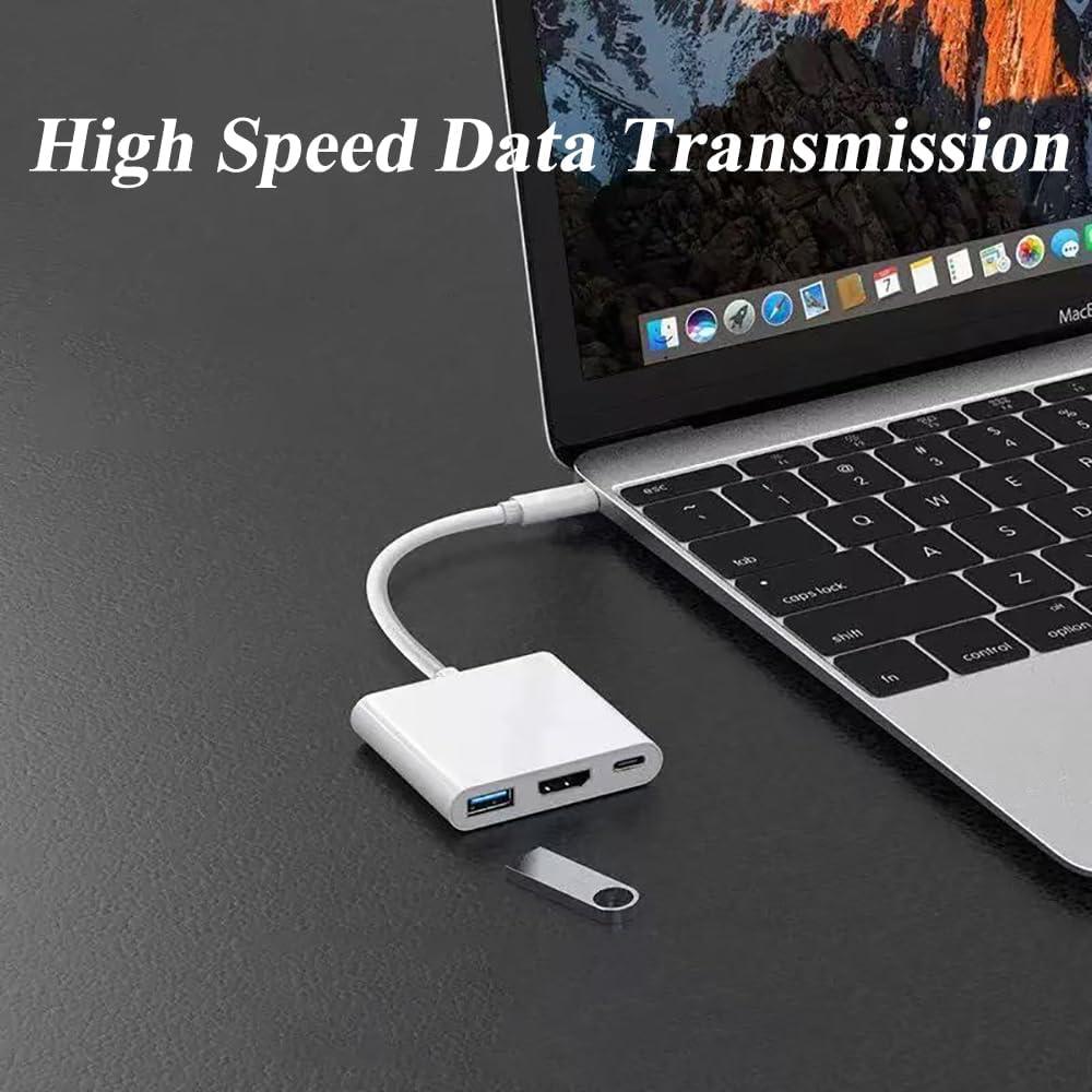 Adaptador USB C a HDMI 4K MVBOONE 3 en 1 Carga Rápida 100W