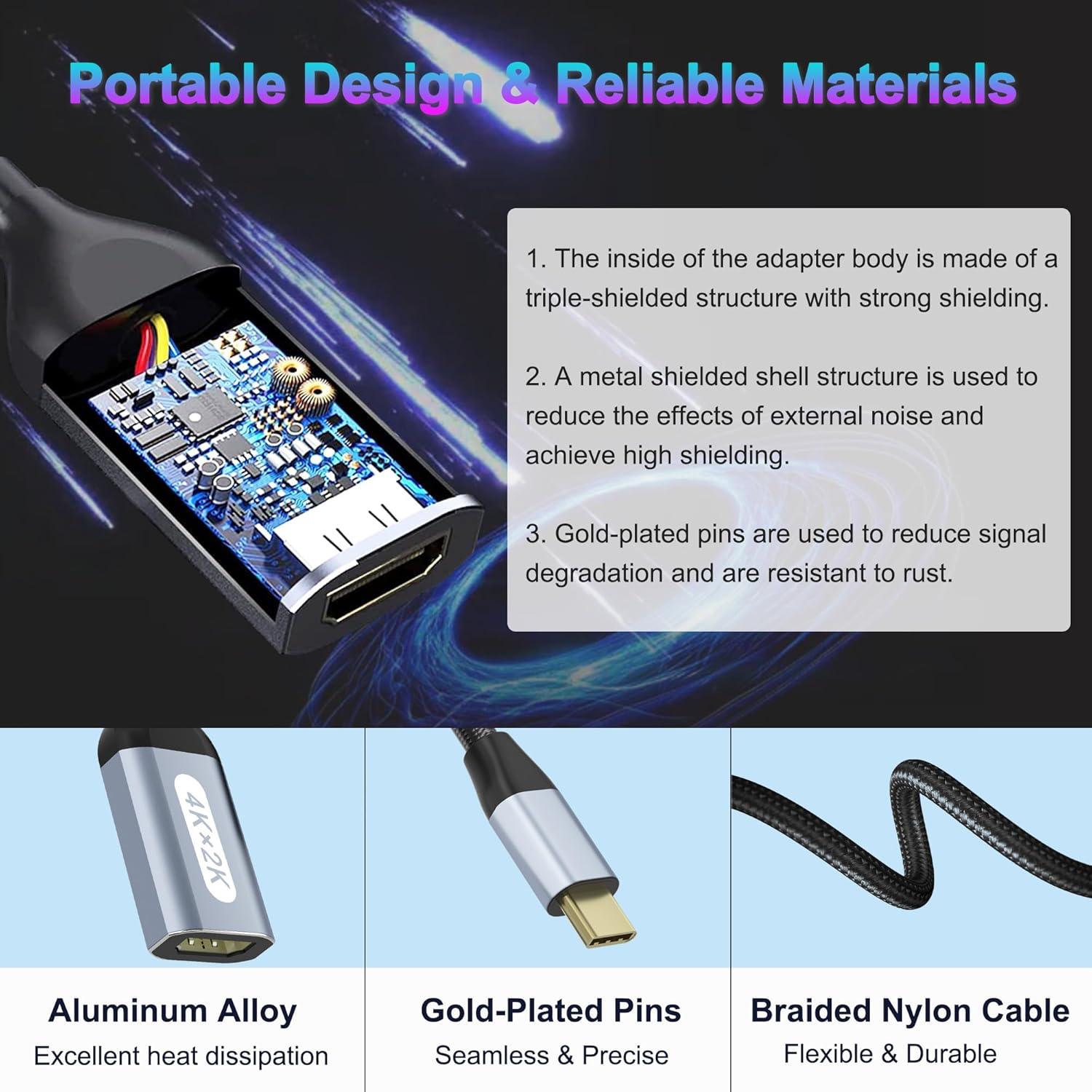 Adaptador USB C a HDMI 4K AUKOKIOULA - Compatible con iPhone 15