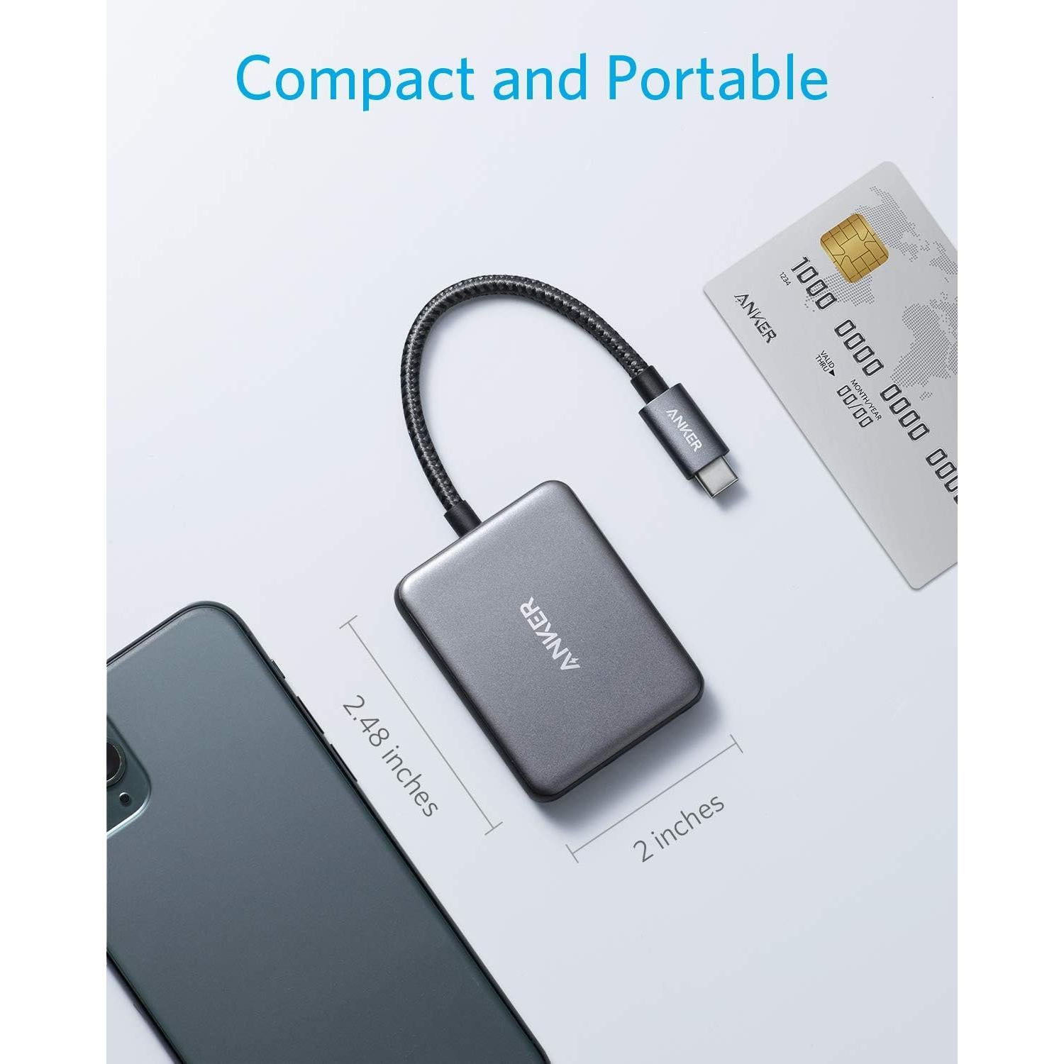 Adaptador USB C a Doble HDMI Anker A8324, 4K@60Hz, Compacto