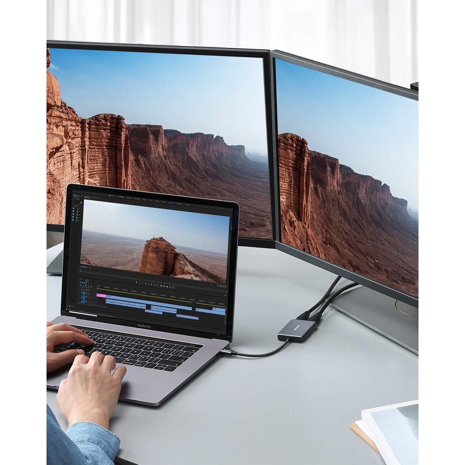 Adaptador USB C a Doble HDMI Anker A8324, 4K@60Hz, Compacto