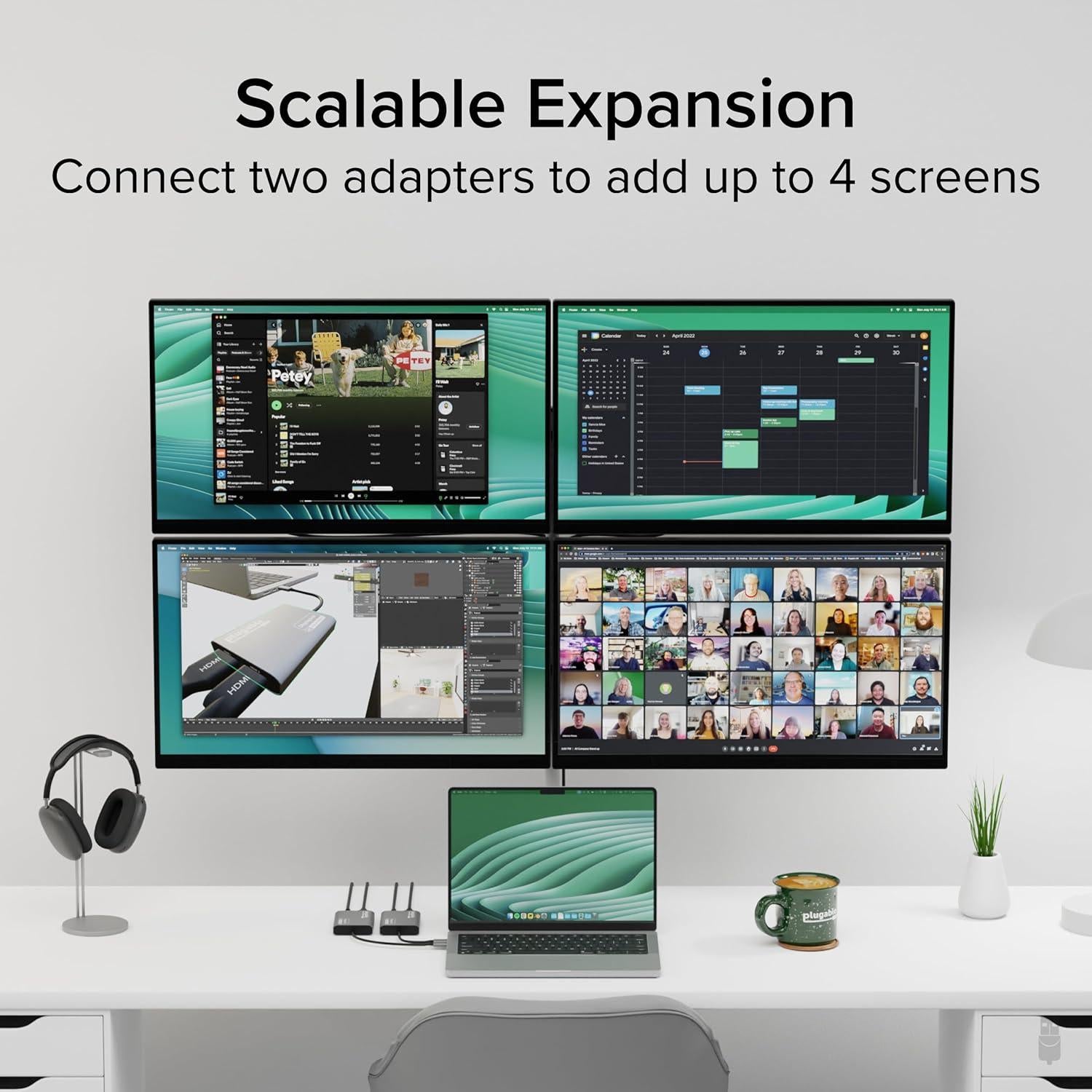 Adaptador HDMI Dual USB-C Plugable USBC-6950M 4K 60Hz