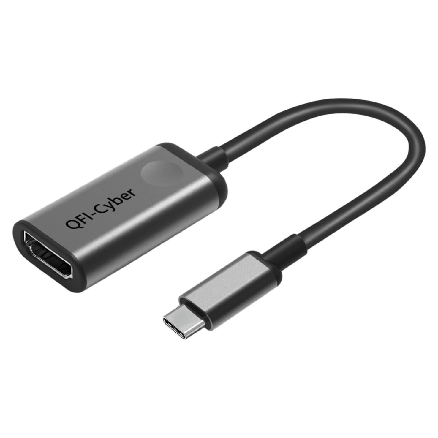 Adaptador USB-C a HDMI 4K QFI-Cyber, Aluminio, Portátil