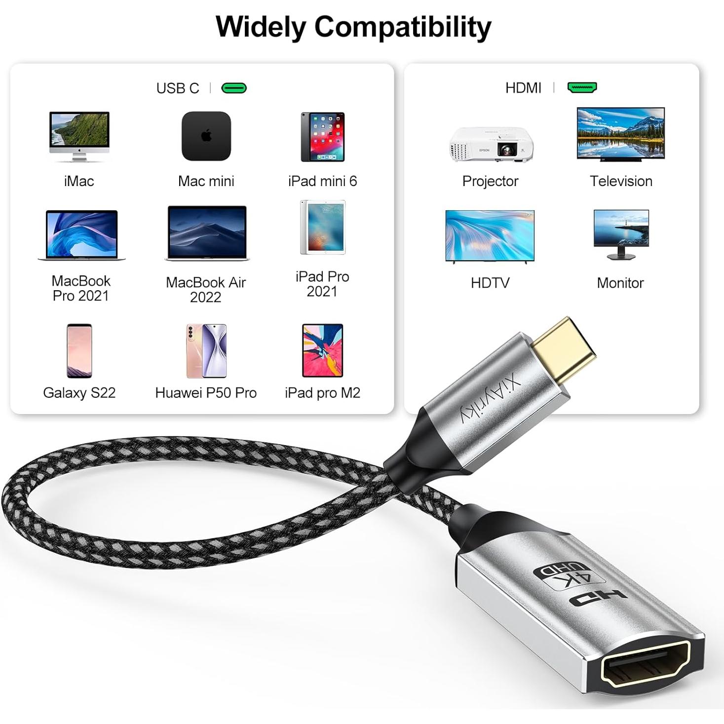 Adaptador USB-C a HDMI 4K XiAyriky - Paquete de 5 Unidades