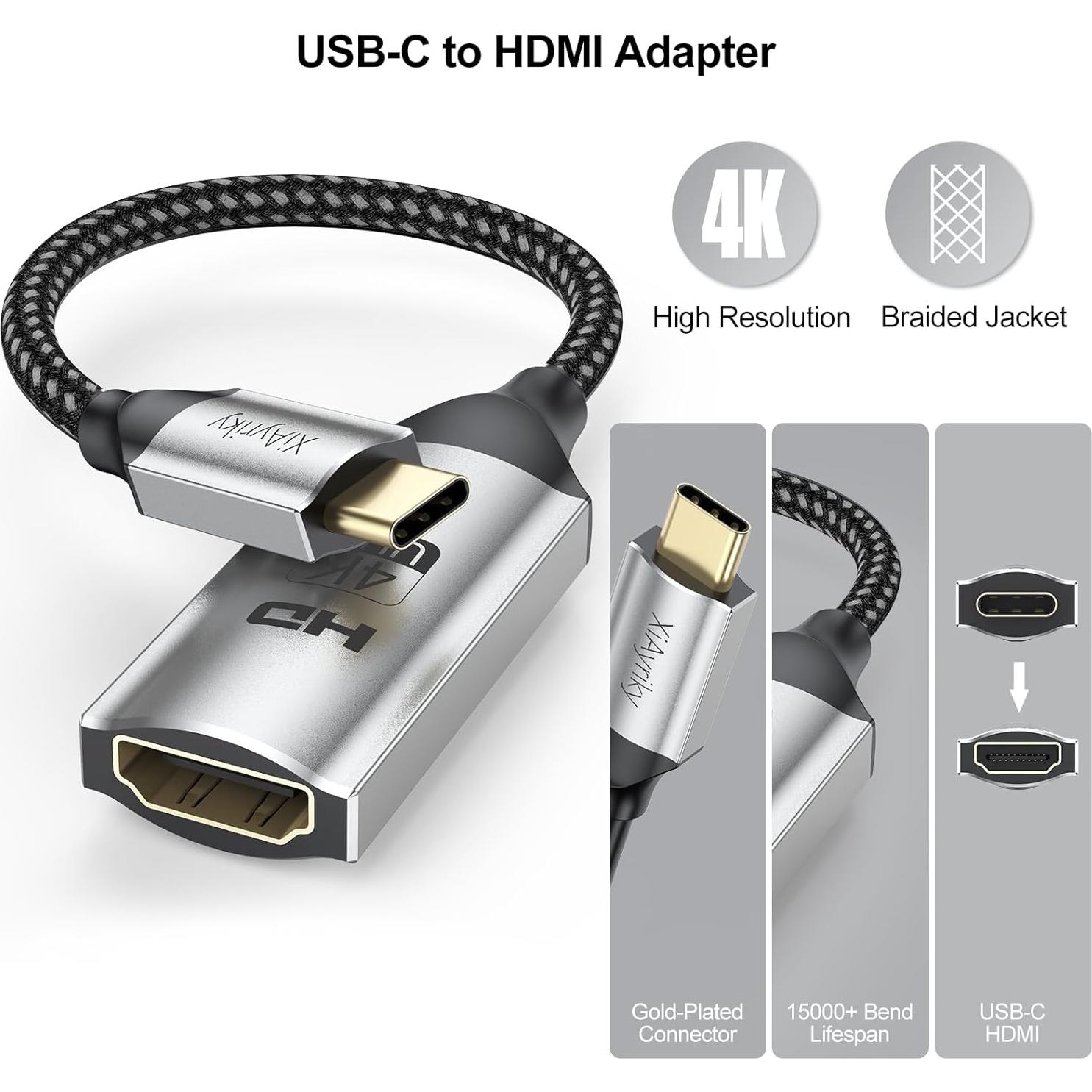 Adaptador USB-C a HDMI 4K XiAyriky - Paquete de 5 Unidades