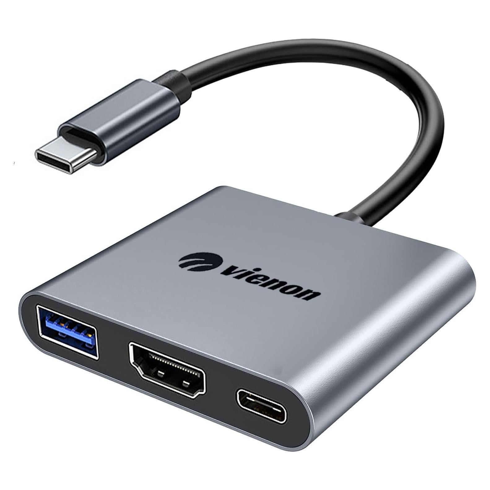 Adaptador Multiport USB C a HDMI 4K + USB 3.0 + Carga 100W