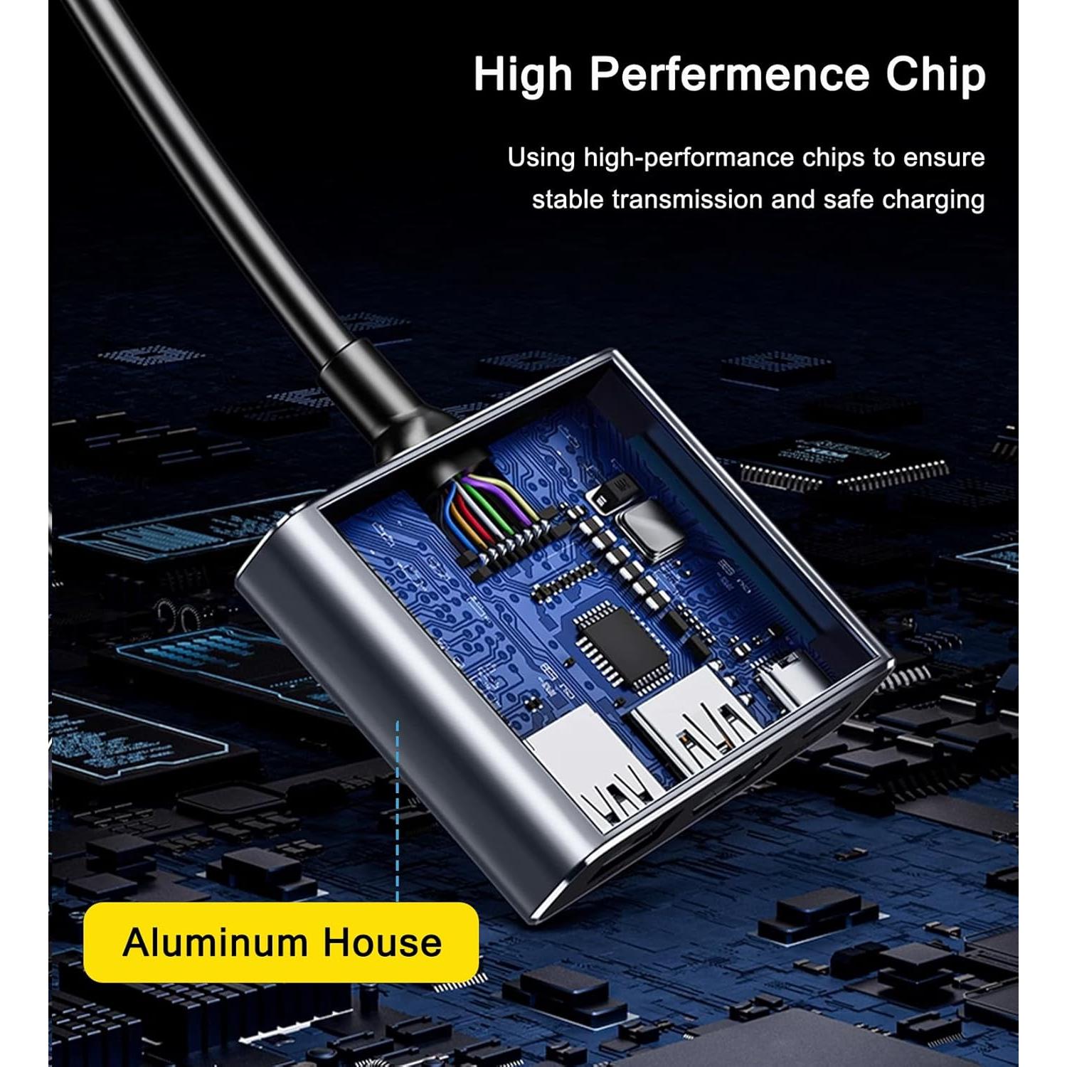 Adaptador Multiport USB C a HDMI 4K + USB 3.0 + Carga 100W