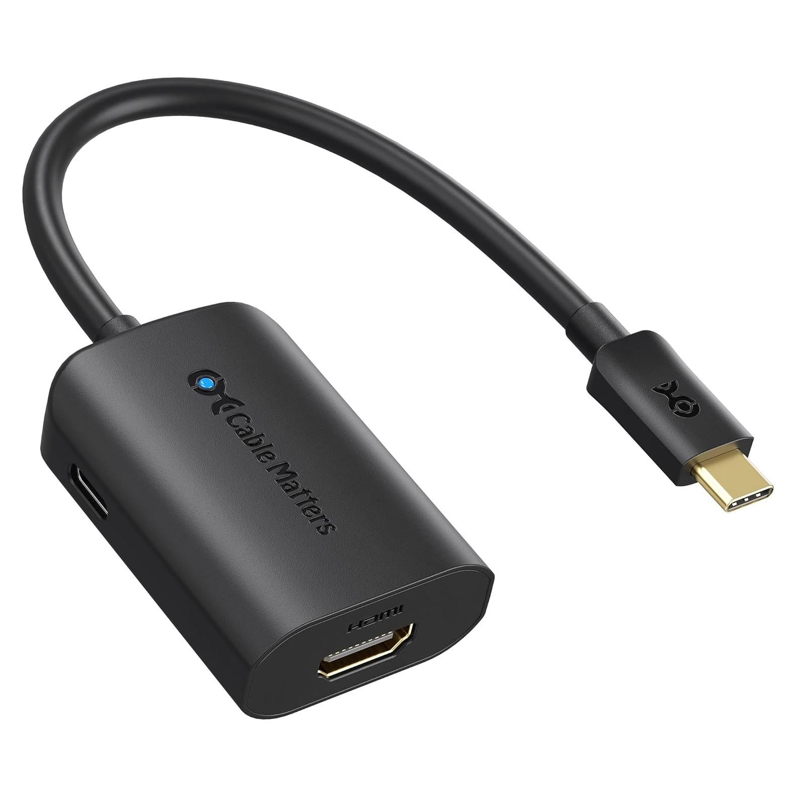Adaptador USB-C a HDMI Cable Matters 4K 60Hz Carga 60W Negro