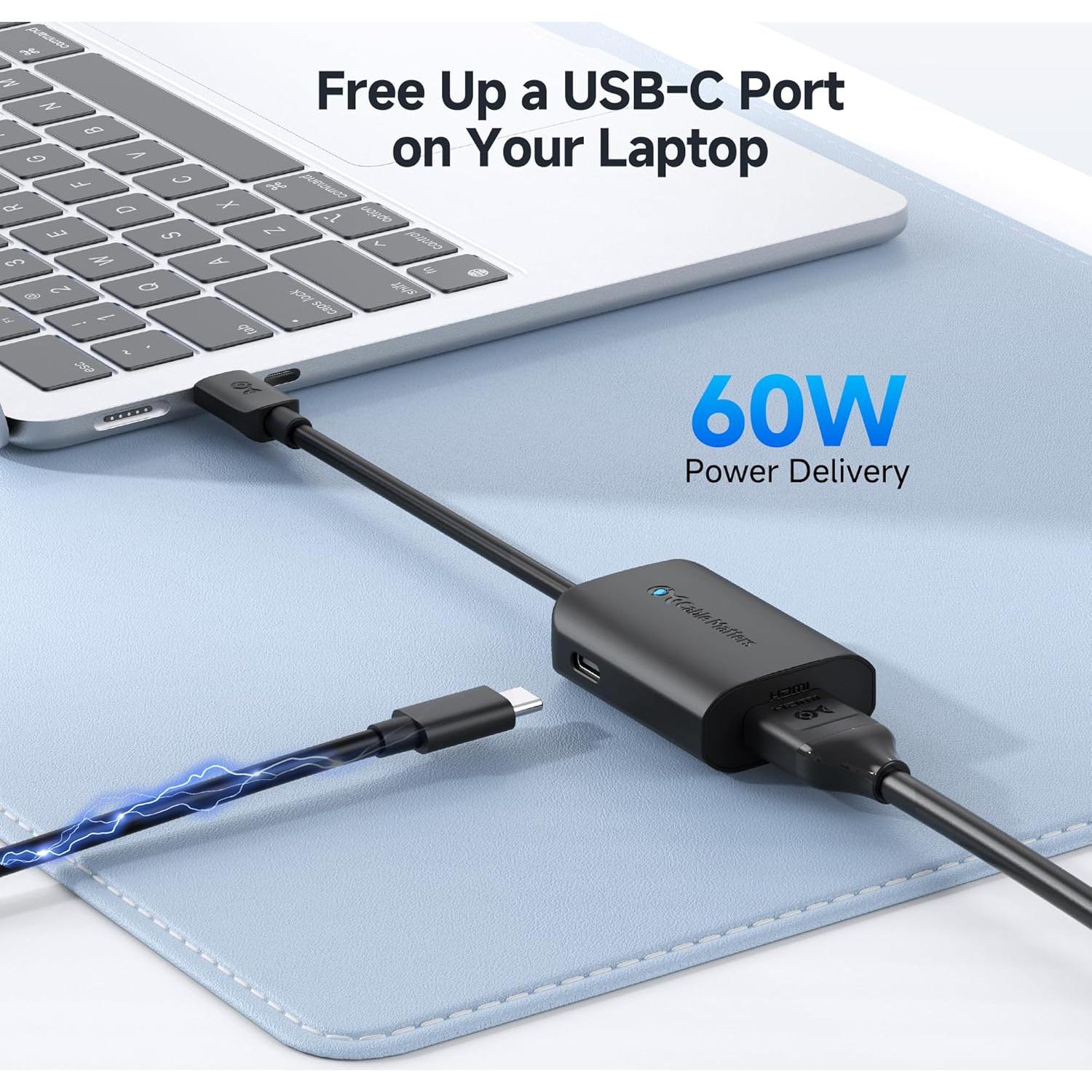 Adaptador USB-C a HDMI Cable Matters 4K 60Hz Carga 60W Negro