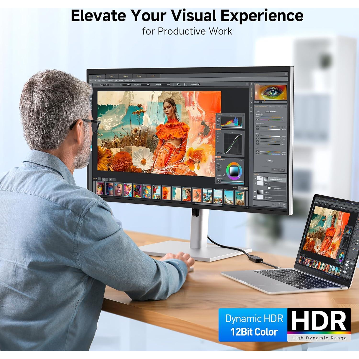 Adaptador USB-C a HDMI Cable Matters 4K 60Hz Carga 60W Negro