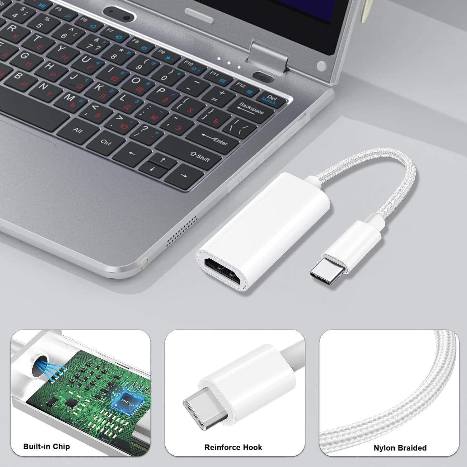 Adaptador USB C a HDMI 4K 60Hz AISONK Blanco Trenzado