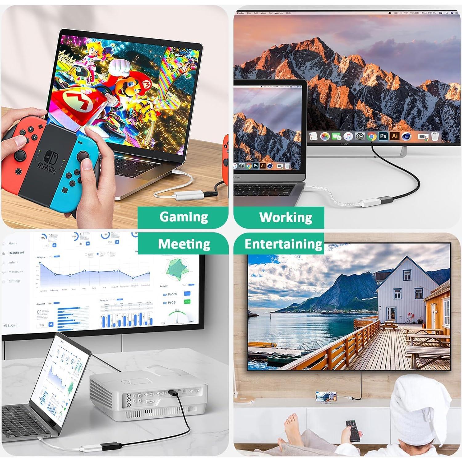 Adaptador USB C a HDMI 4K 60Hz AISONK Blanco Trenzado