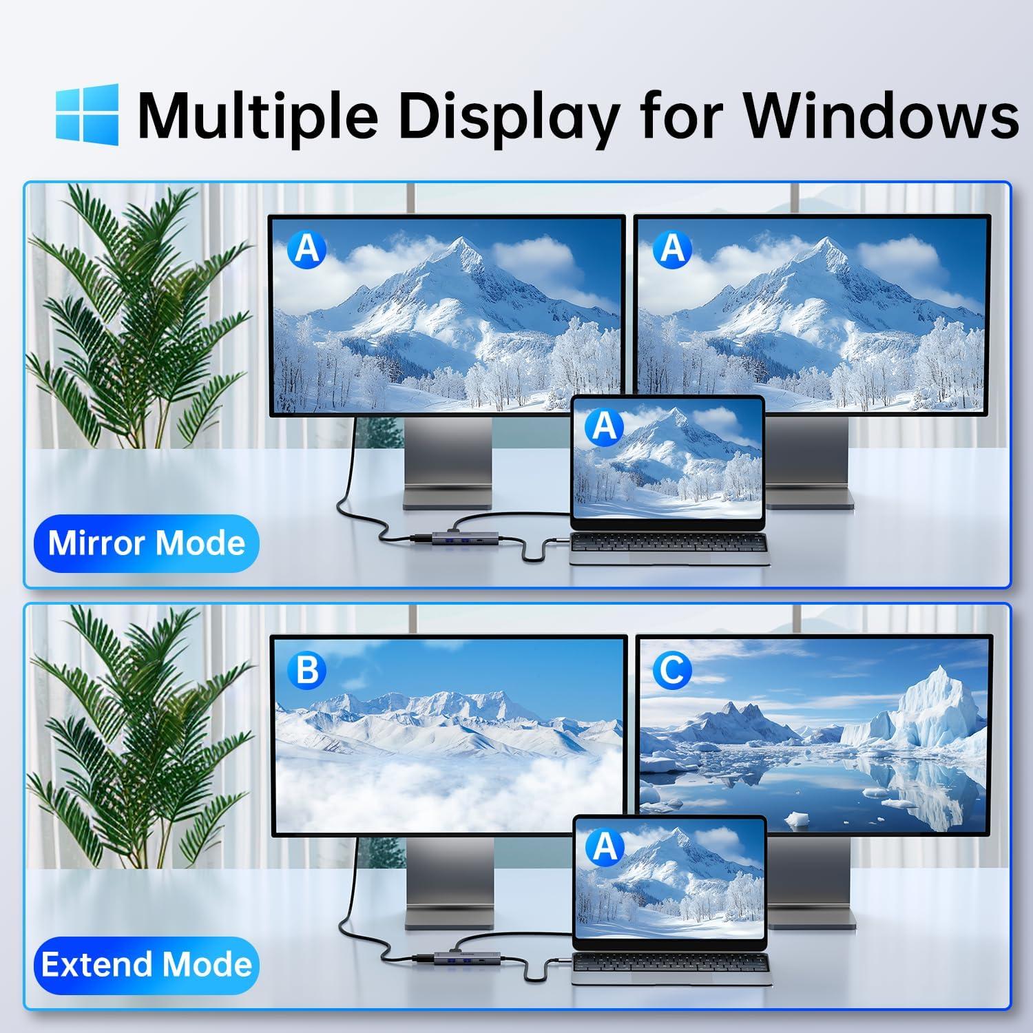 Estación de Acoplamiento 6 en 1 Melelink USB-C a Doble HDMI 4K