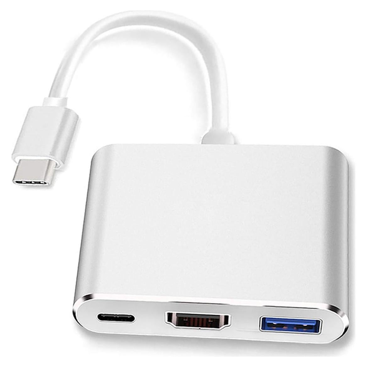 Adaptador USB-C a HDMI 4K Milu - Multiport 3 en 1 Plata