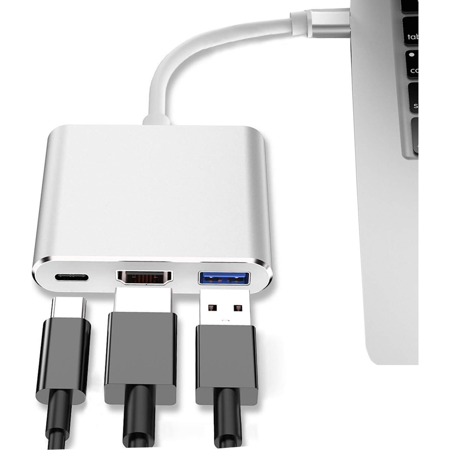 Adaptador USB-C a HDMI 4K Milu - Multiport 3 en 1 Plata