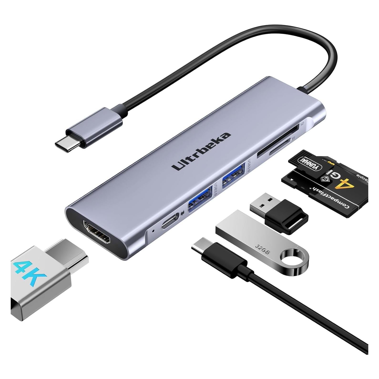 Hub USB C 7-en-1 Ultrbeka con HDMI 4K y 2 USB 3.0