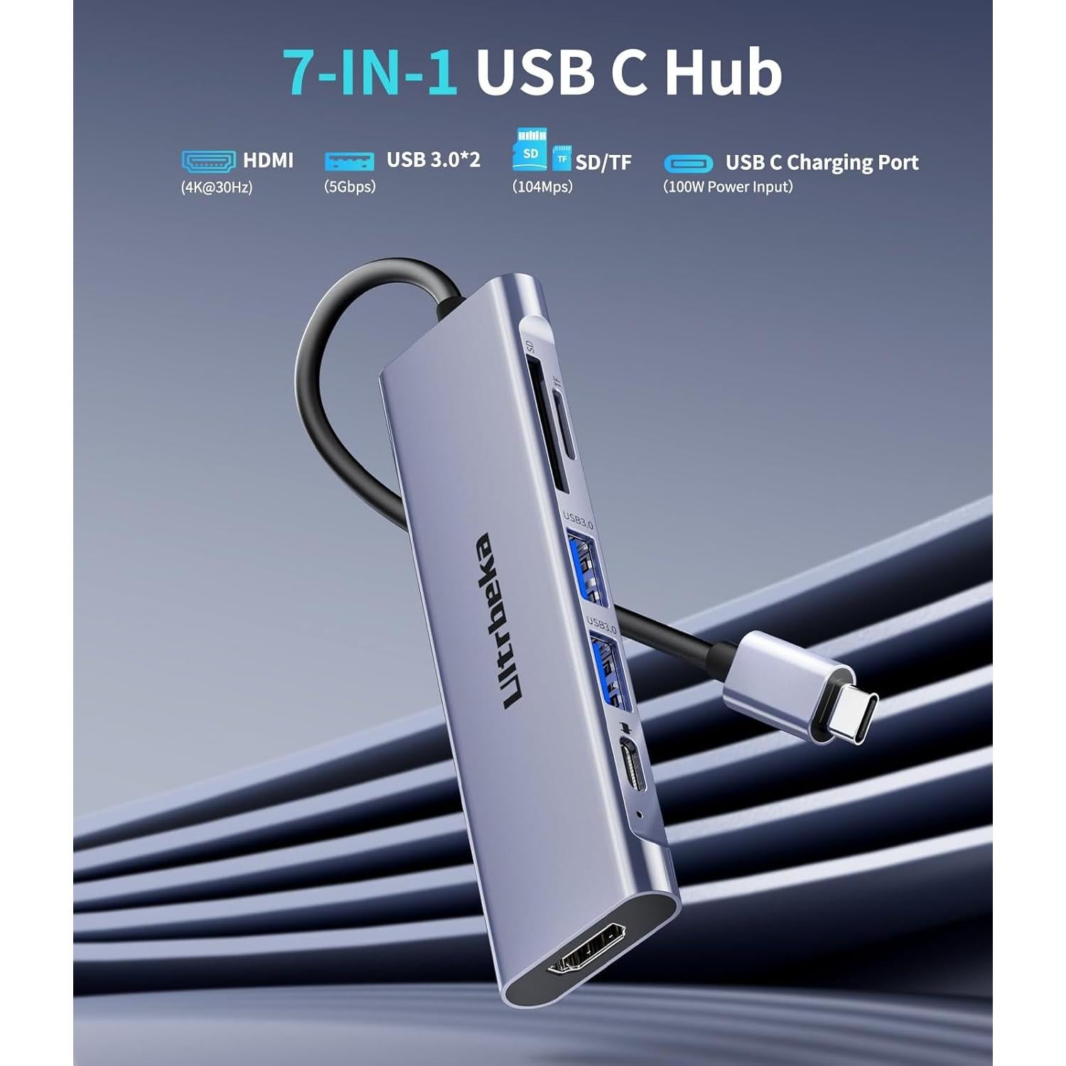 Hub USB C 7-en-1 Ultrbeka con HDMI 4K y 2 USB 3.0