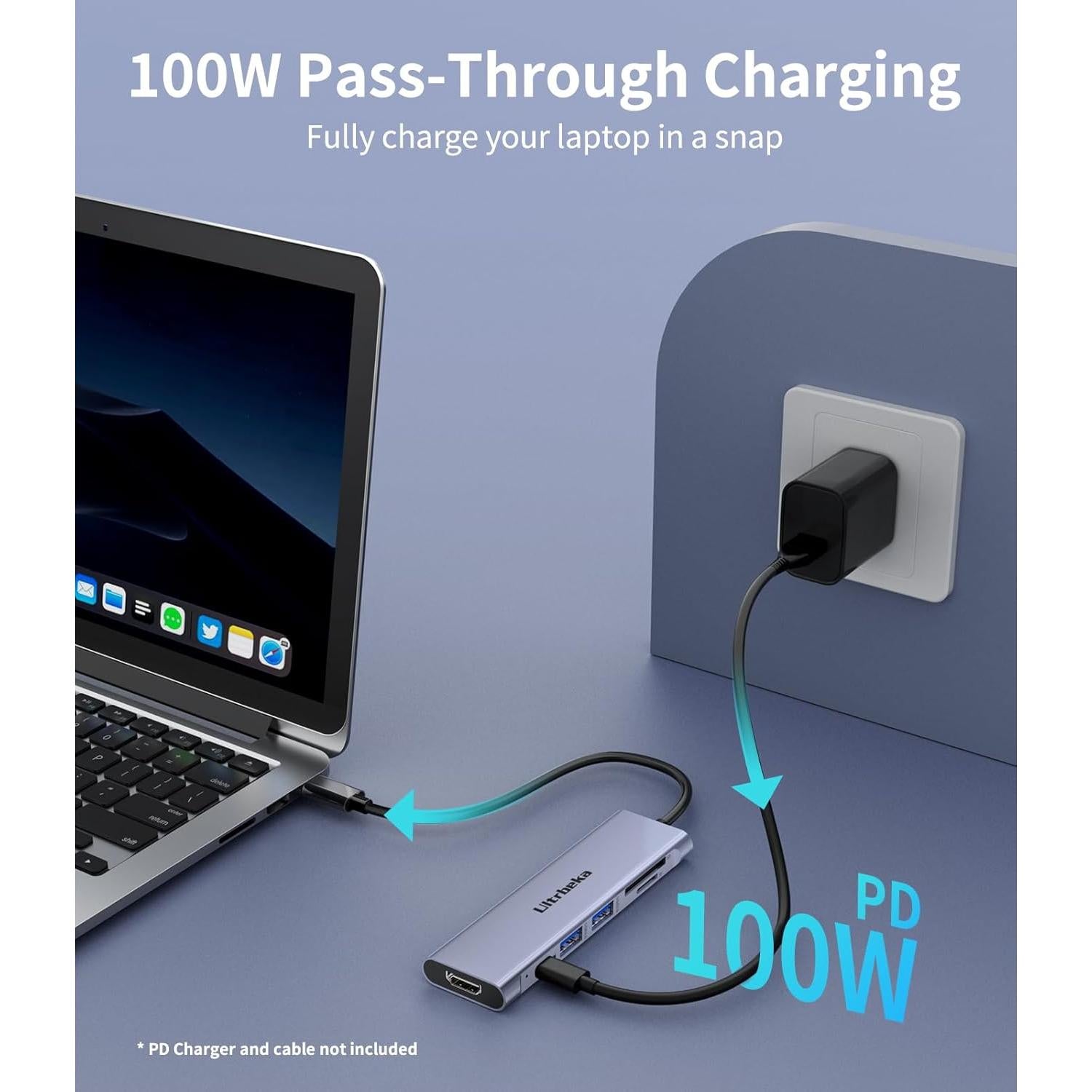 Hub USB C 7-en-1 Ultrbeka con HDMI 4K y 2 USB 3.0