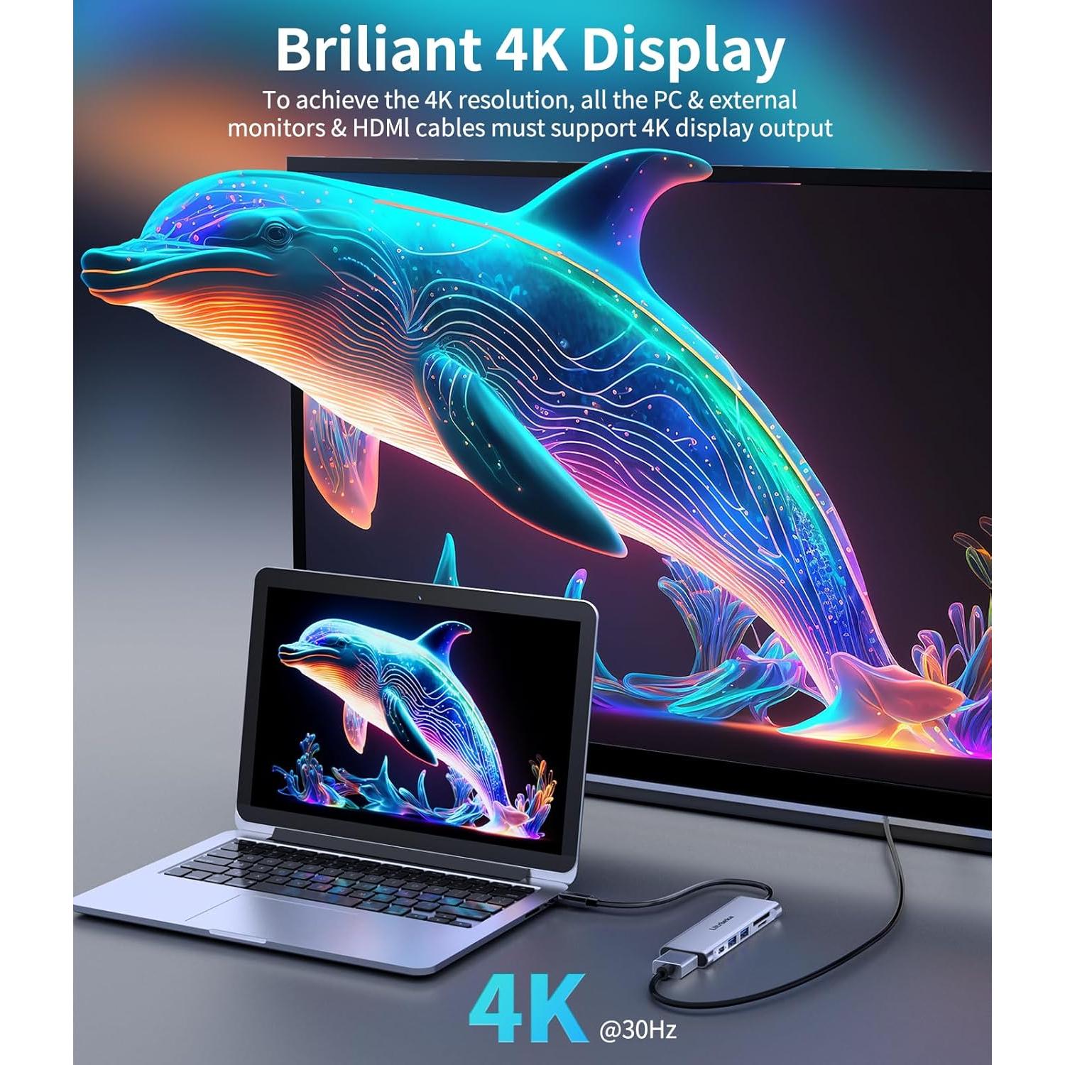 Hub USB C 7-en-1 Ultrbeka con HDMI 4K y 2 USB 3.0