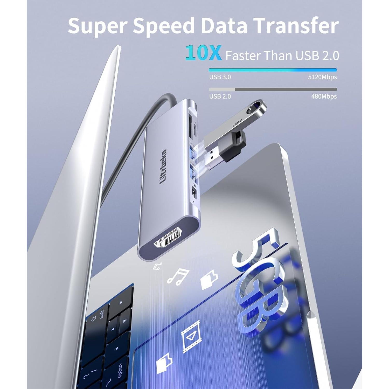 Hub USB C 7-en-1 Ultrbeka con HDMI 4K y 2 USB 3.0