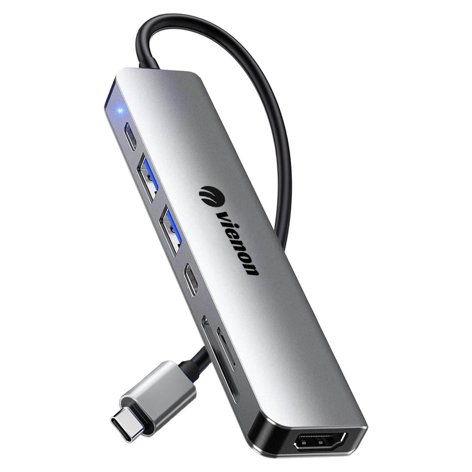 Adaptador Hub USB C HDMI 7 en 1 VIENON 4K con Lector SD