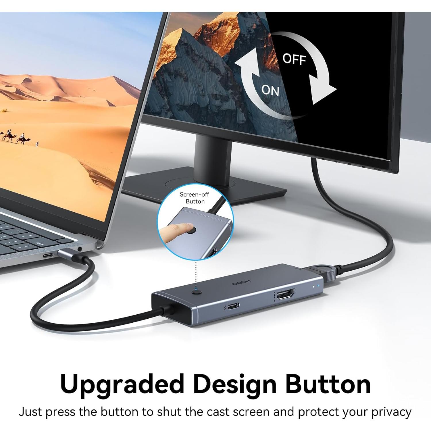 Adaptador USB C a HDMI Dual 4K 60Hz HODO 6 en 1 con 3 USB