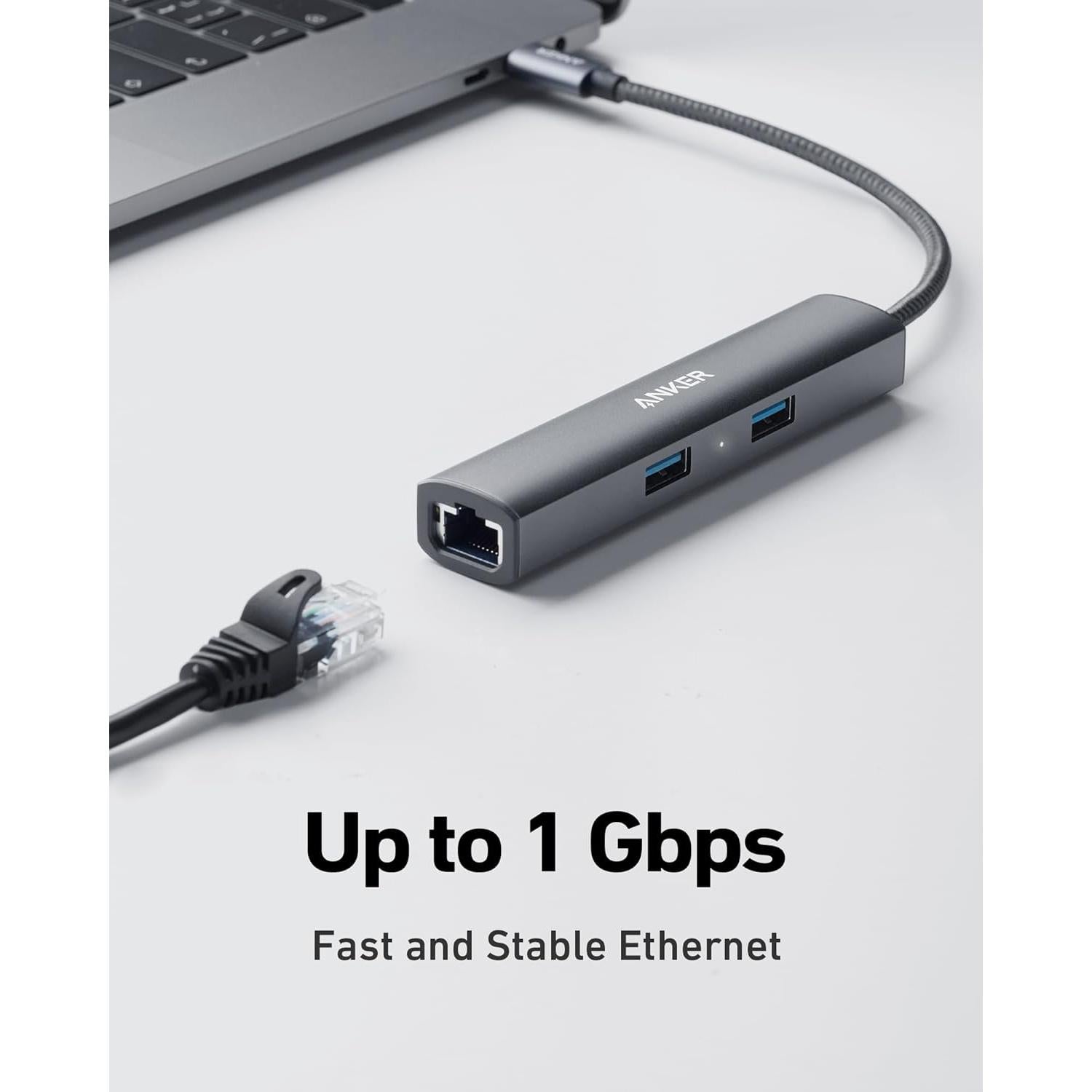 Adaptador Hub USB-C Anker A8338 5 en 1 HDMI 4K Ethernet