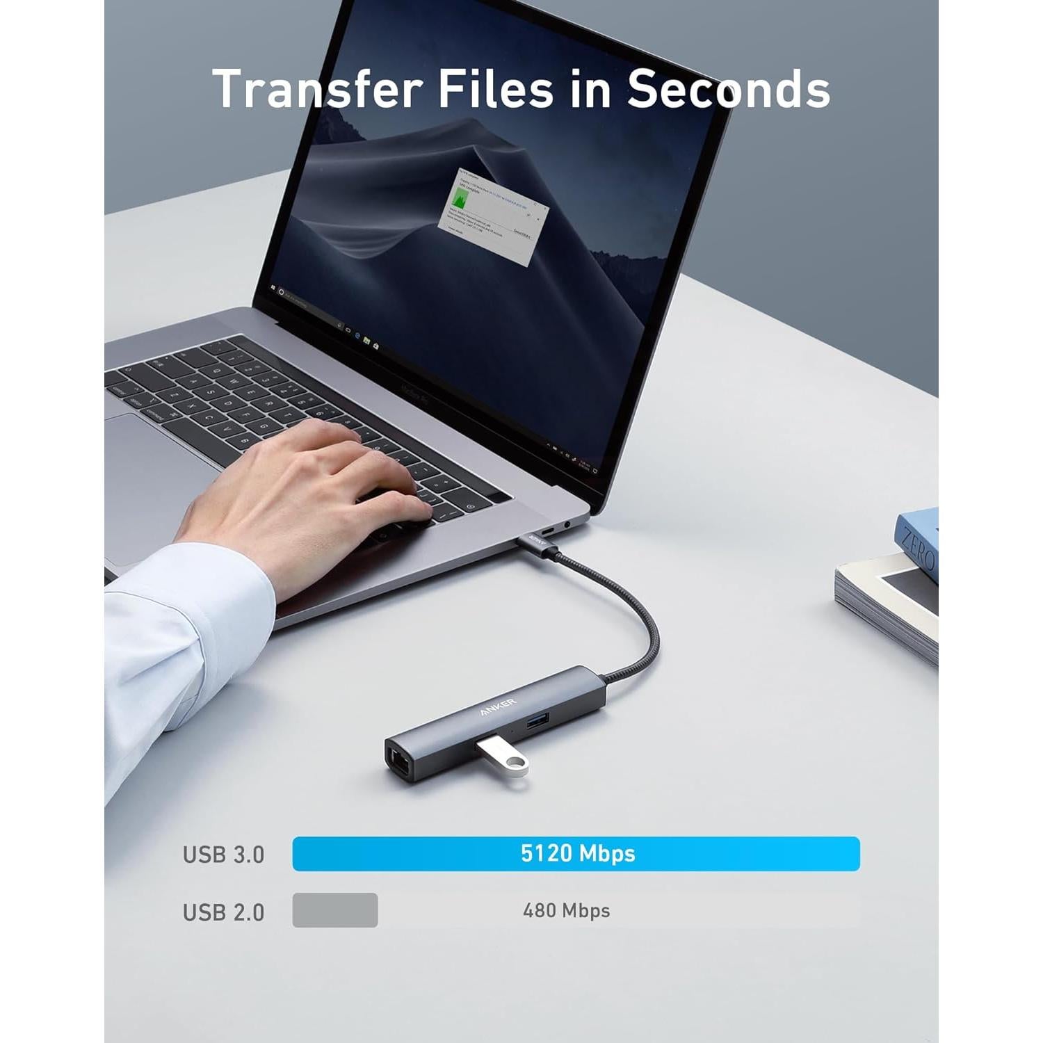 Adaptador Hub USB-C Anker A8338 5 en 1 HDMI 4K Ethernet