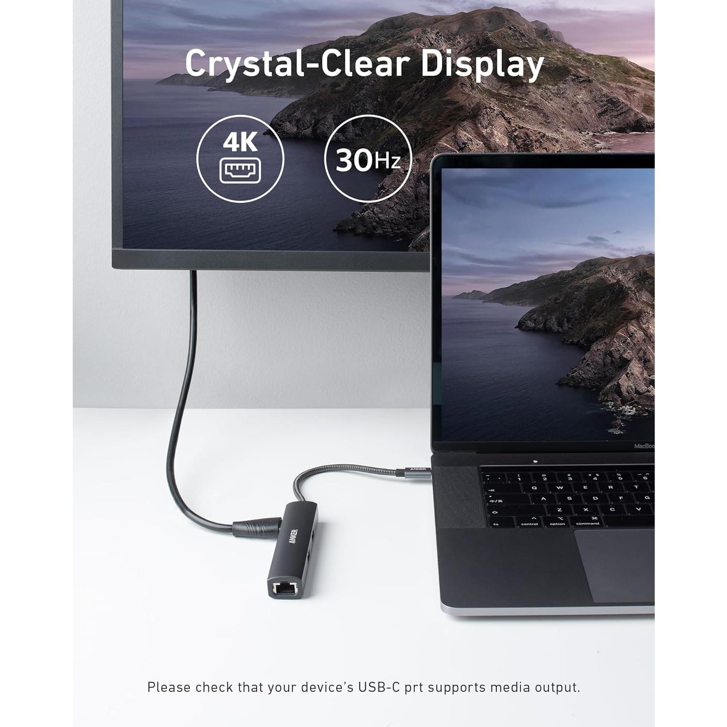 Adaptador Hub USB-C Anker A8338 5 en 1 HDMI 4K Ethernet