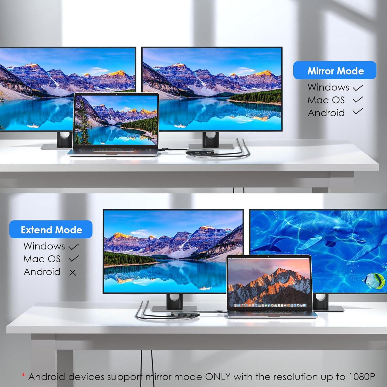 Adaptador WAVLINK USB 3.0 a Doble HDMI/DisplayPort 4K 60Hz