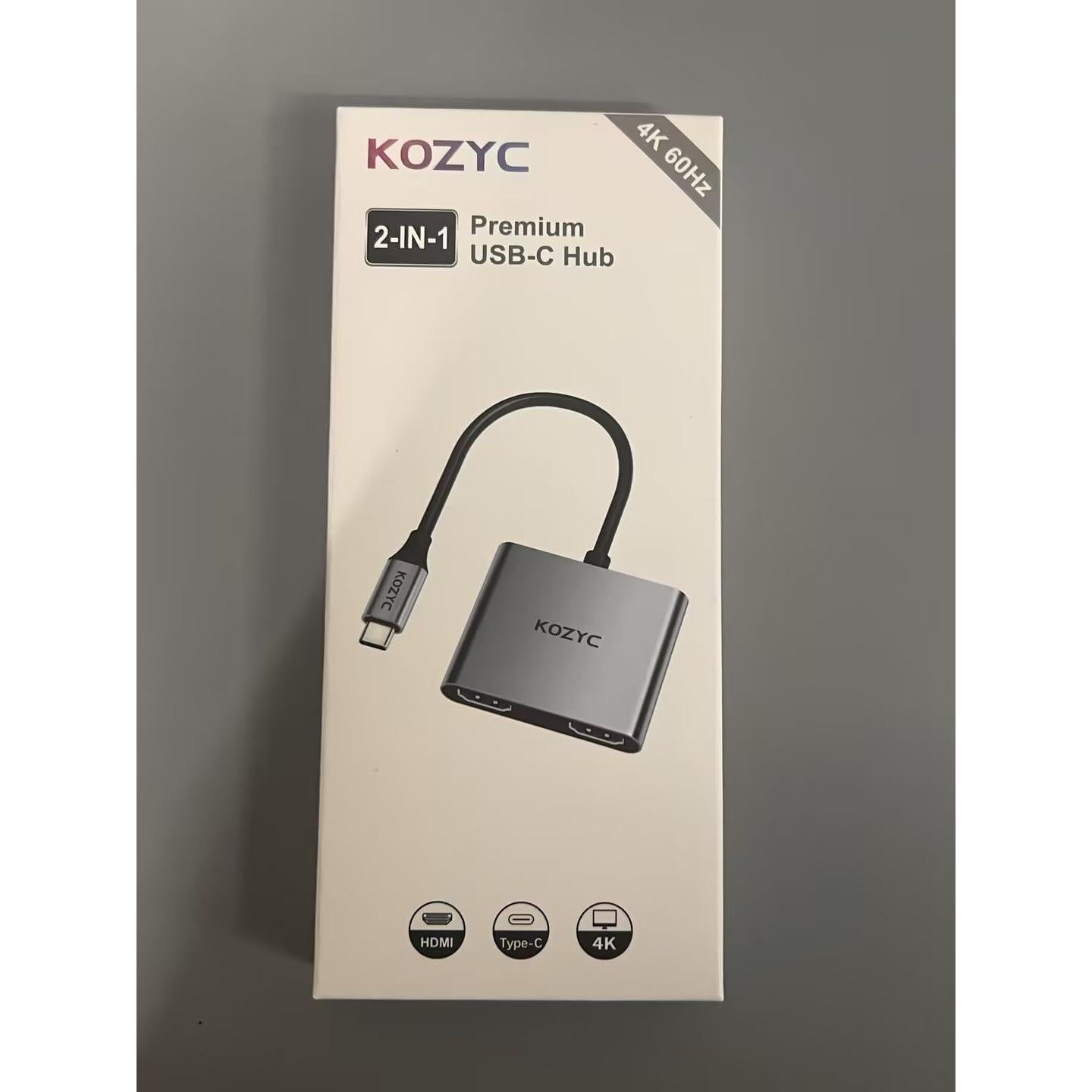 Adaptador USB C a Doble HDMI 4K 60Hz KOZYC Plata
