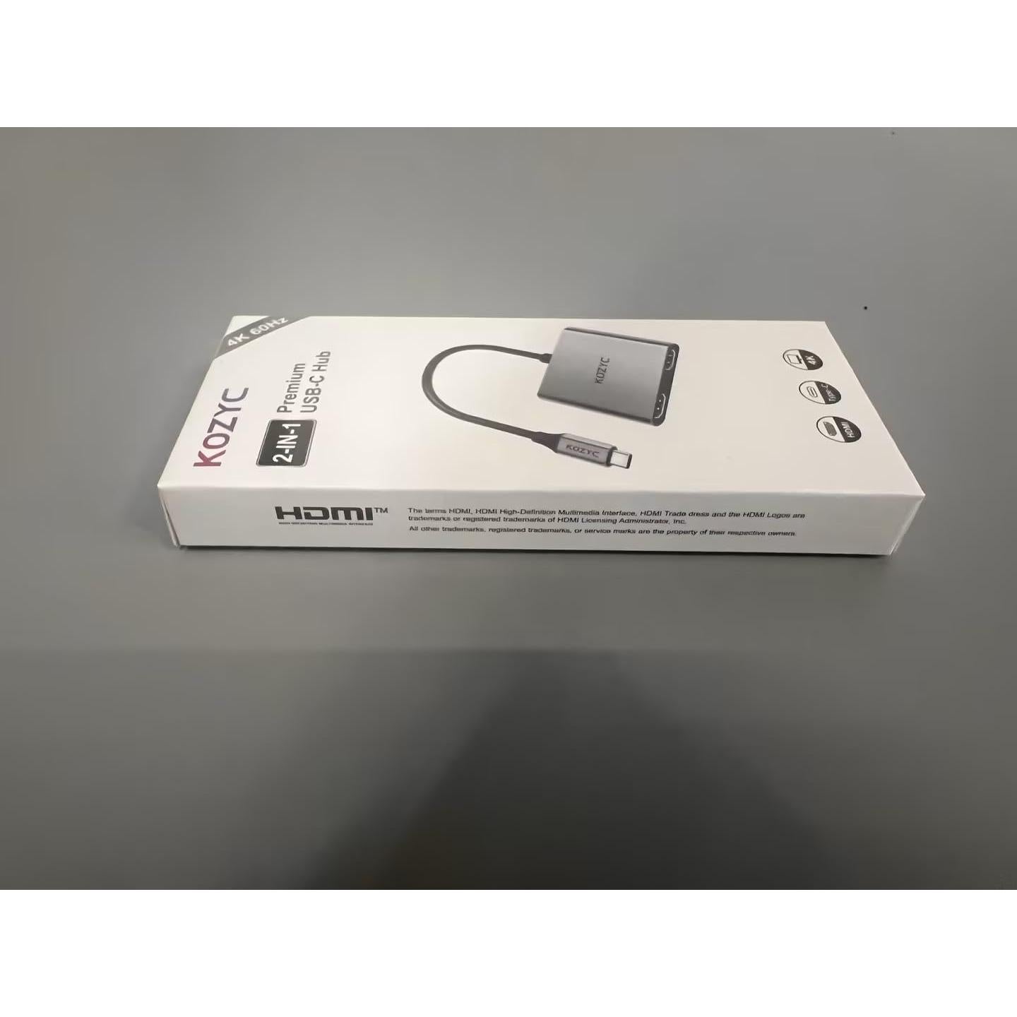 Adaptador USB C a Doble HDMI 4K 60Hz KOZYC Plata