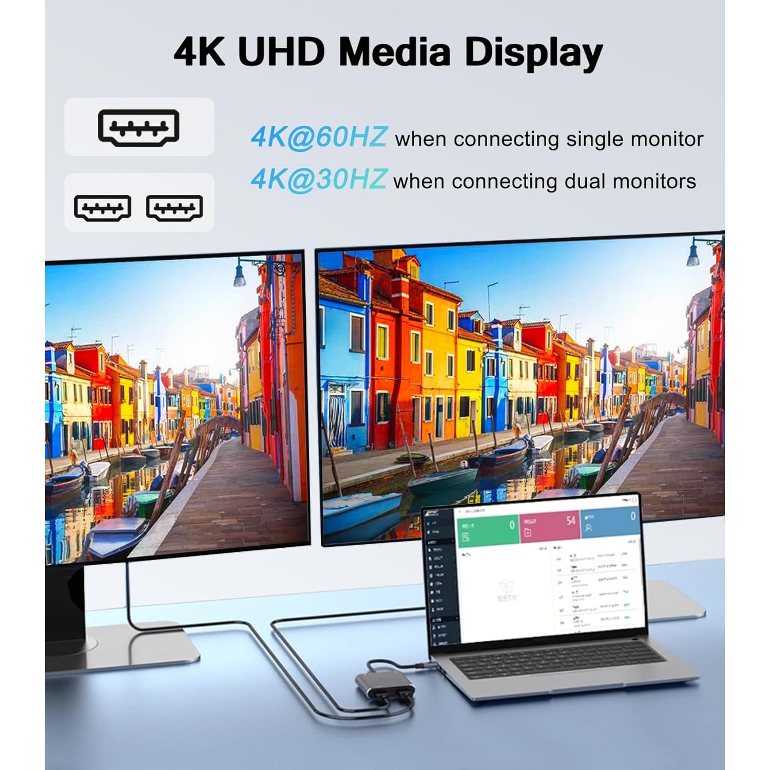Adaptador USB C a Doble HDMI 4K 60Hz AKWOR para MacBook