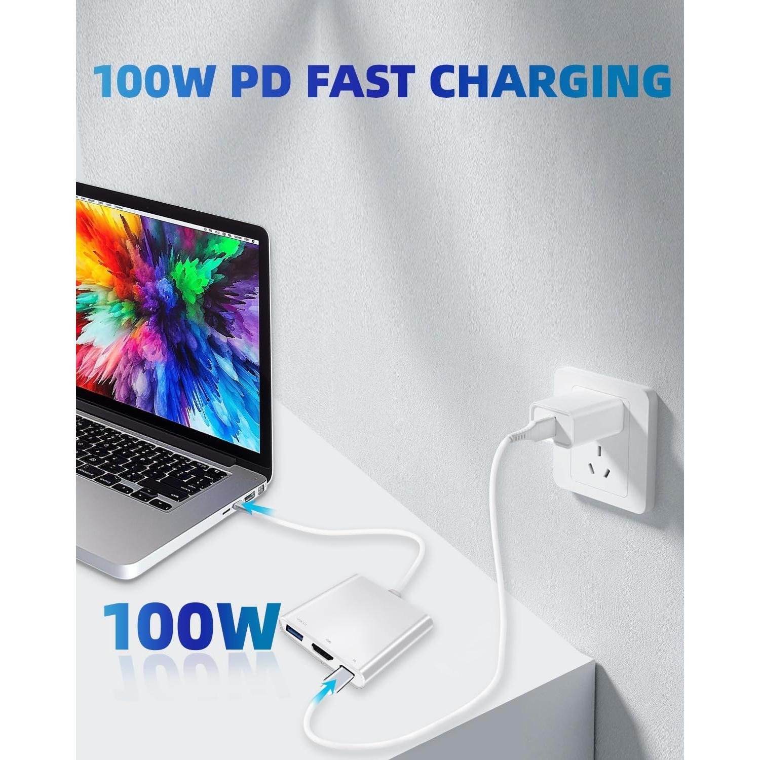 Adaptador USB C a HDMI 4K HJSYWESYUH con Carga PD 100W