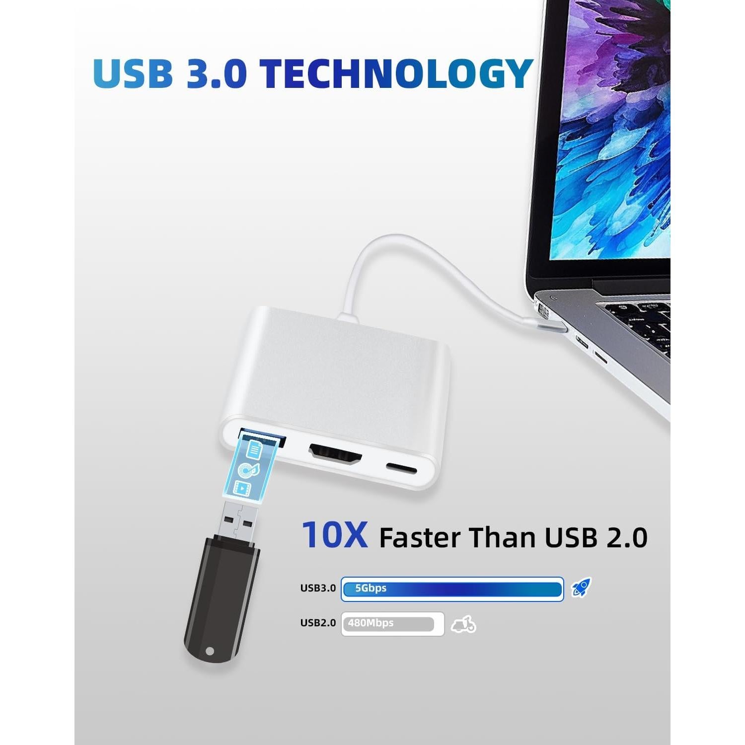 Adaptador USB C a HDMI 4K HJSYWESYUH con Carga PD 100W